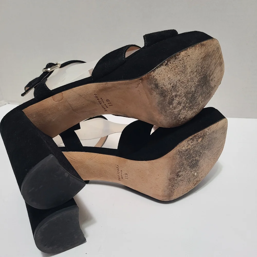Kate Spade Delight Tue Suede Elegant Black‎ Platform Heels Size 11